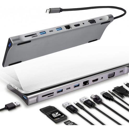 DeepFox 11 em 1 Hub adaptador com entrada Usb-c para notebooks