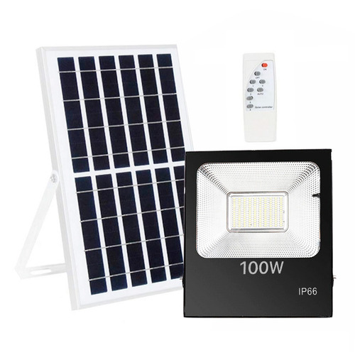 Foco Solar Led 100 Watts + Panel Solar + Control