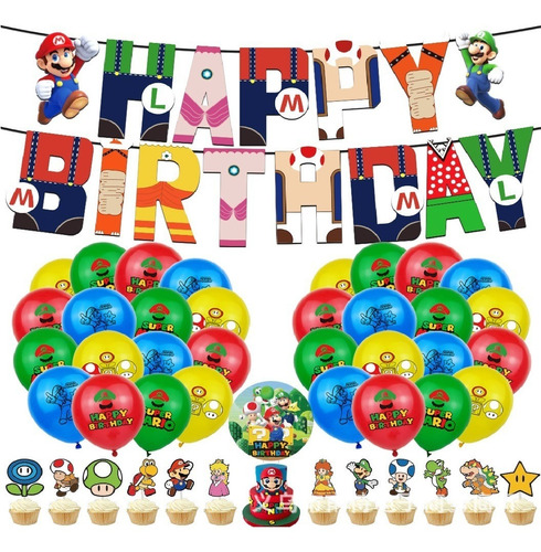 Cotillón Mario Bros Decoración Cumpleaños Super Mario Bros