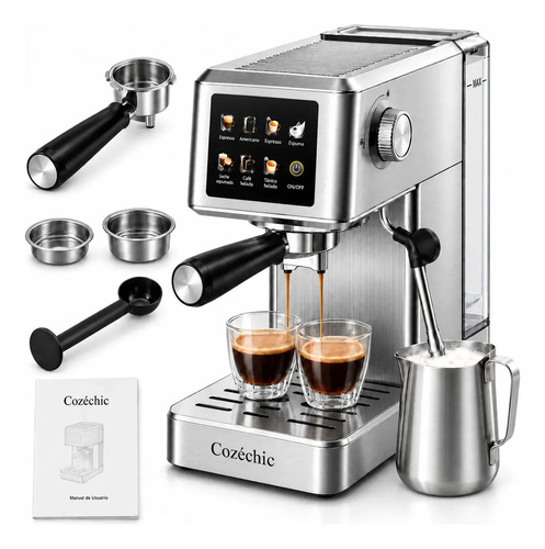 Cafetera Espresso Semiautomatica Cozechic 20 Bar, cafetera para cafe molido con vaporizador, cafetera, cafetera-electrica, cafetera-espresso, cafetera-expresso, con 1350W