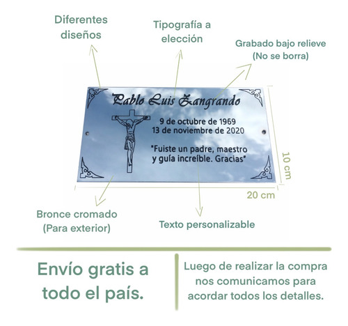 Placa + Foto + Floreros. Para Cementerio, Nicho, Lapida.