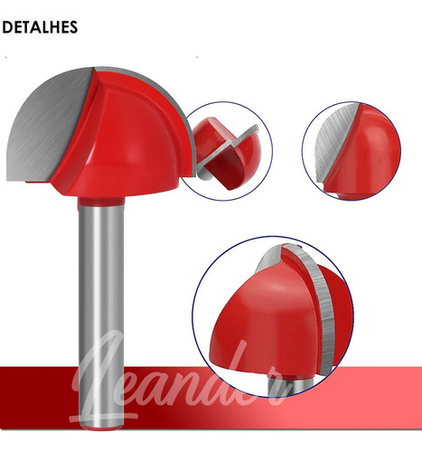 Fresa Meia Esfera Ponta U Meia Cana Haste 6mm Corte 25mm Pro