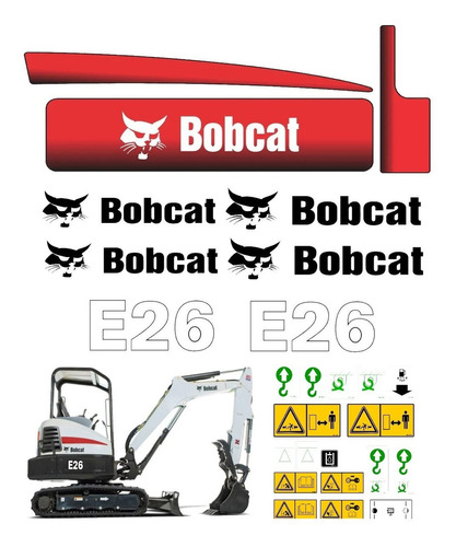 Adesivos Mini Escavadeira Bobcat E26 E 26 Ca-17479 Mq3