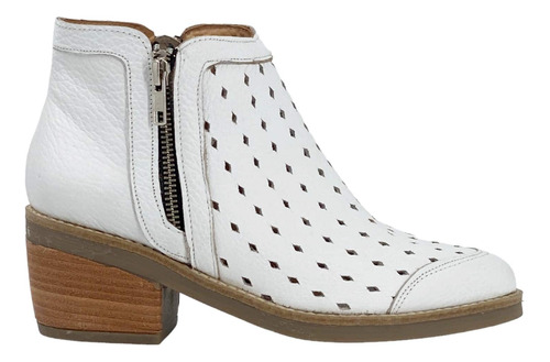 Botas Roxi Botinetas De Mujer Antonella Cuero Blanco Calado