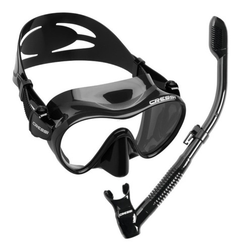 Combo Cressi Frameless/ Supernova Dry Snorkeling Y Buceo Color Negro