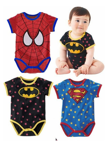 Conjunto Pañal Onesie Manga Corta Bebé Niño 3pcs, Spiderman