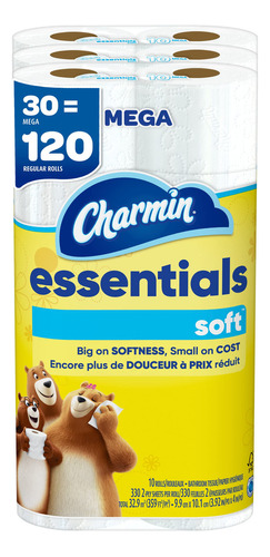 Charmin Essentials - Papel Higienico Suave, 30 Megarrollos