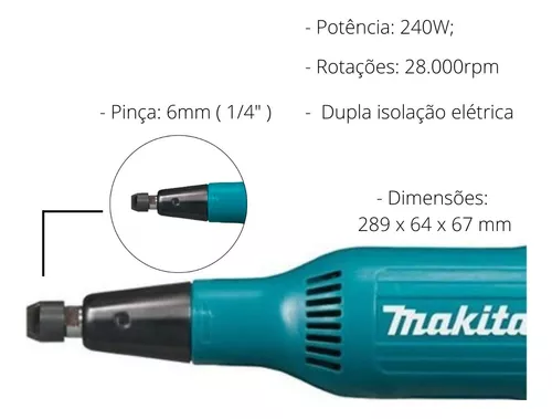 Retifica reta gd0603 240 watts 220 volts - makita