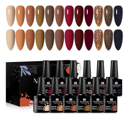 Juego De Esmaltes De Uñas De 12 Colores Para Otoño E Inviern