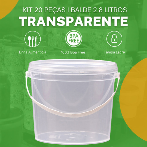 Balde 2.8l Para Armazenar Pasta De Amendoim 20 Pçs