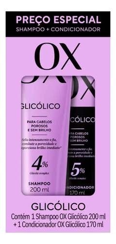 Shampoo E Condicionador Ox Glicólico Para Cabelos Sem Brilho