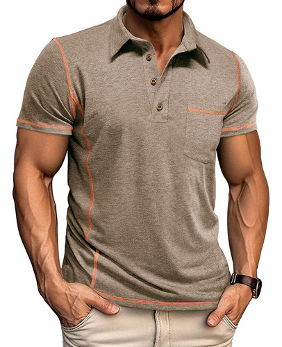 Camisa Transpirable De Manga Corta Con Bolsillos De Moda