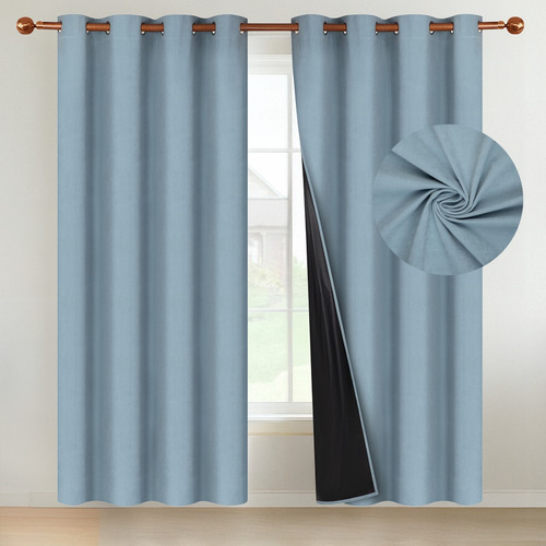 Cortina Blackout 100% 135x220cm Tipo Gamuza Casatua Set De 2 Turquesa