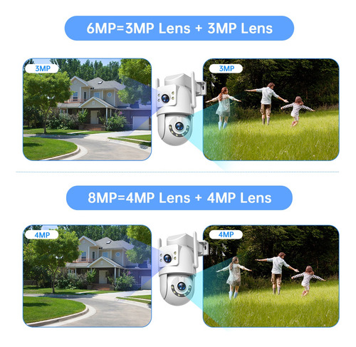 2pcs Cámara De Seguridad Lente Doble Ptz 6mp Wifi Nocturna