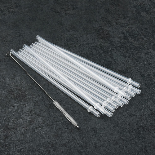 Paquete De 12 Popotes Transparentes Reutilizables De Plástic