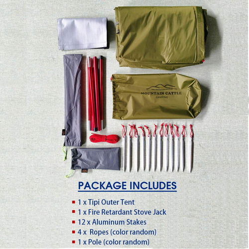 Tipi Para 4 Personas Tienda De Campaña Para Camping Y Sender Olive Drab