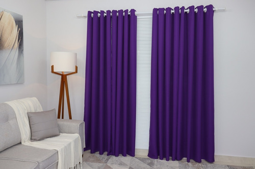 Cortina Veneza Dupla Oxford 4 Folhas 600x230 Sala/quarto Cor Roxo