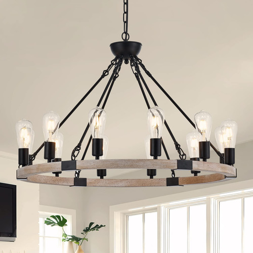 Brfaixla Candelabro De Madera Con Ruedas De Carro De 12 Luce