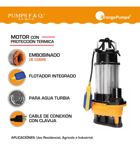 Bomba Sumergible Agua Turbia Y Sucia 1 1/2 Hp Gdws-1100f