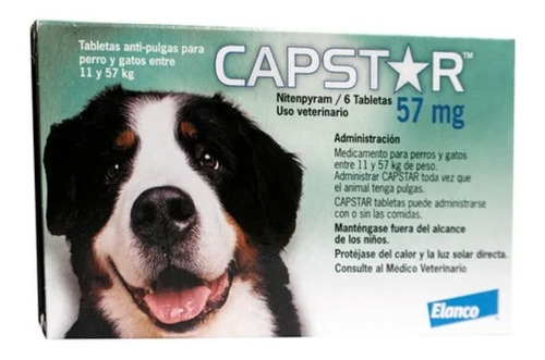 Capstar X 6 Tabletas Contra Pulgas De 11 Y 57 Kg Perro Gato