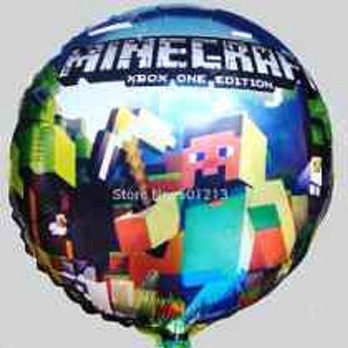 1 Globos Metalizados Minecraft De 45 Cm Sin Varillas