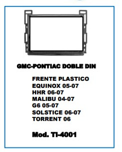 Frente Para Instalación Estereo Doble Din Malibú 2004-07