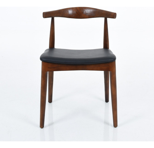 Silla Madera Y Piel Sintetica Horn By Prombel Color de la estructura de la silla Walnut Color del asiento Negro Diseño de la tela No aplica