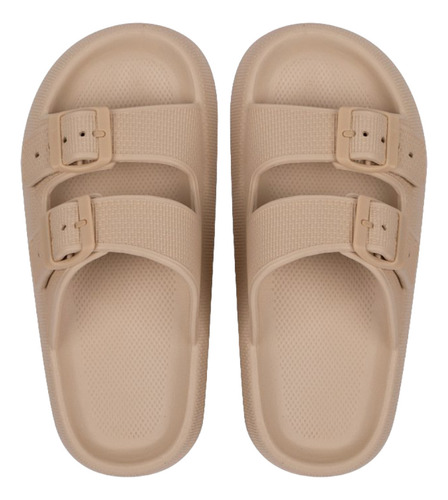 Sandalias De Interior Con Doble Botonadura, Suaves Y Cómodas