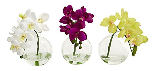 Casi Natural 9 Orquídea Phalaenopsis Artificial Arreglo En J