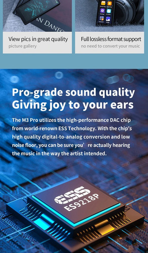 Fiio M3 Pro Mp3 Dac Touch Gravação Hd, E-book, Calculadora