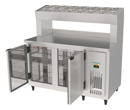 Balcão Condimentador 2 Portas 1,35m Inox Kbscc-135d Kofisa 220v