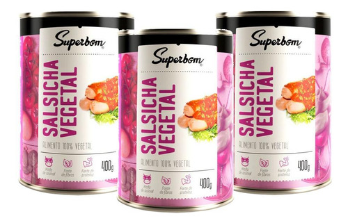 Kit 3 Salsicha Vegetal Superbom Lata 300g