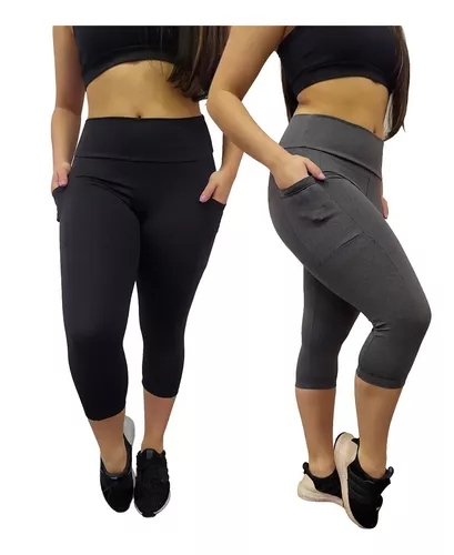 Kit 02 Capri Legging Corsário Academia Com Bolso Lateral