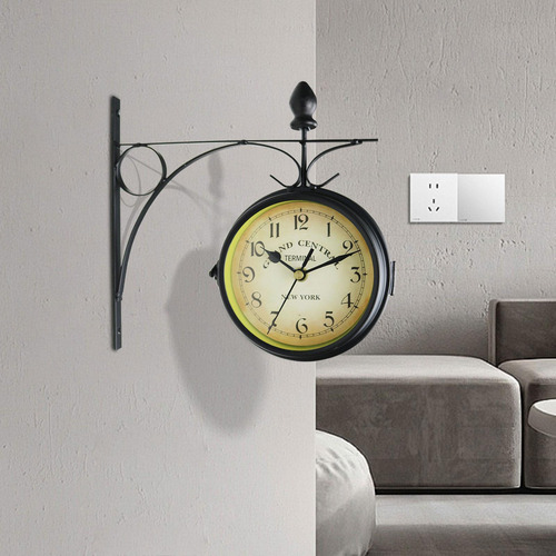 Reloj De Pared De Doble Cara Con Soporte De Pared