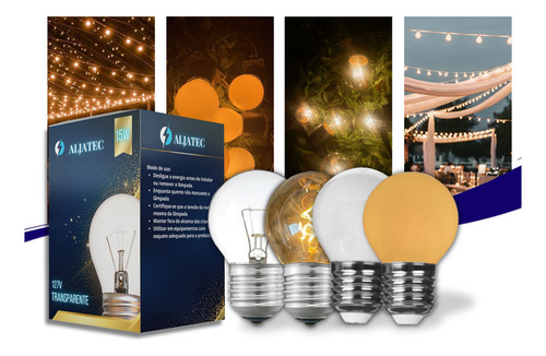 Kit 10 Lâmpadas Bolinha Incandescente 15w E-27