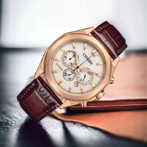 Citizen Dress Classic Crono White Ca4593-15a ...... Dcmstore Correa Café Bisel Oro rosa Fondo Blanco