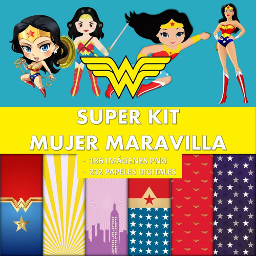 Kit Mujer Maravilla Diana Clipart Png Y Papeles Digitales