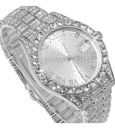 Reloj + Pulsera Brillantes Plateados Plata Mujer Hombre