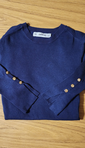 Sweater Mujer Zara Knit Azul Oscuro Importado Ts Impecable (Usado)