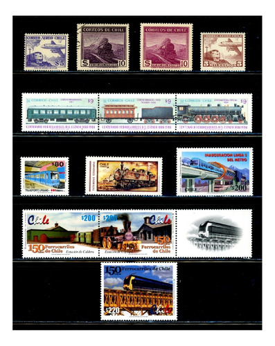 Trenes Y Ferrocarriles En Los Sellos Postales De Chile.