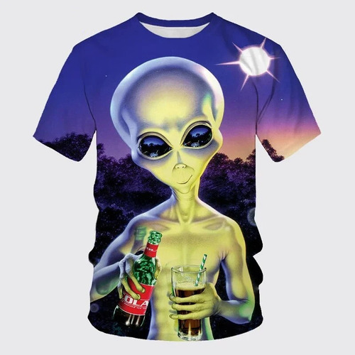 Playeras Con Estampado 3d De Alien, Ropa De Calle, Divertida