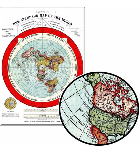 Mapa Gleason 50cmx70cm - Terra Plana Para Decorar Quarto - Plastificado