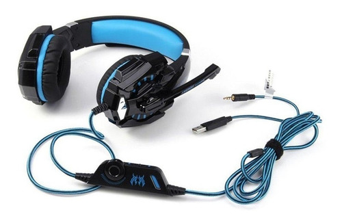 Auriculares gamer Kotion Each G9000 black y blue con luz LED