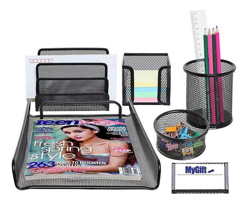 Imagen 1 de 5 de Set Oficina X 6 Organizador Malla Escritorio Office Mesh