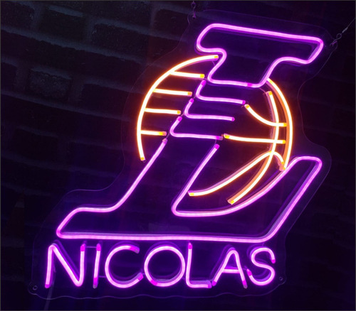 Letreiro Neon Led Personalizado Lakers Nome+controle Brind