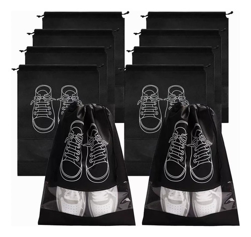 10 Piezas Bolsas De Viaje Impermeables Para Zapatos Color Negro