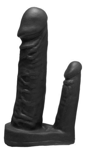Pênis Duplo Maciço Realístico 15x3,6cm / 9x2,2cm Cor Preto