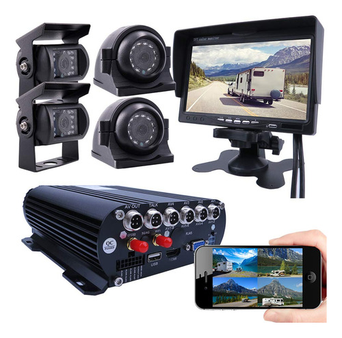 Joinlgo 4 Canales Gps Wifi 1080p Ahd Hdd Vehculo Mvil Dvr Md