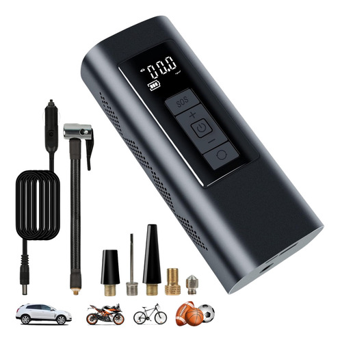 Compresor De Aire Portatil A Batería Inflador Neumaticos Color Negro Fase eléctrica Bifásica Frecuencia 60Hz