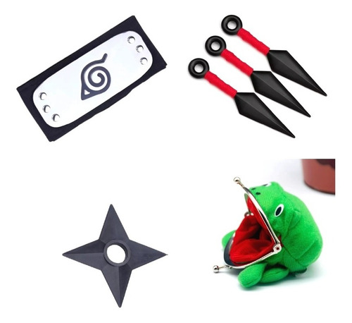 Imagen 1 de 8 de Set De Naruto Bandana Kunai Completo Accesorios Anime